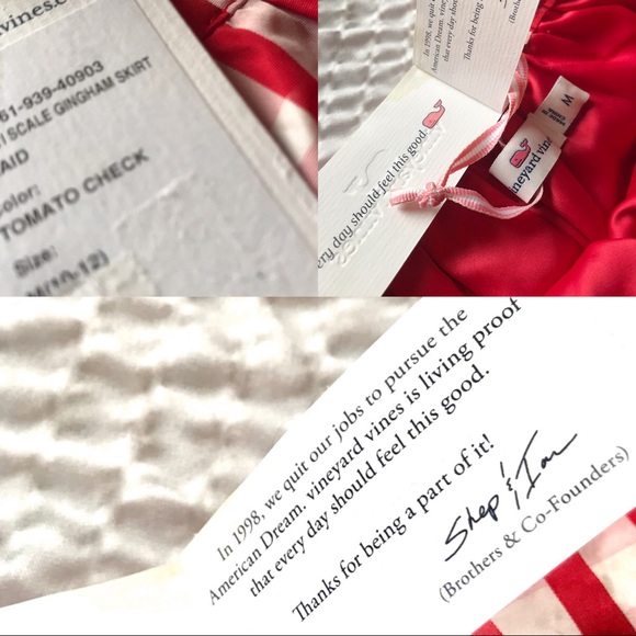 Christmas Vineyard Vines Satin Gingham Red Plaid Stylish Design Lined Skirt - Picture 3 of 10